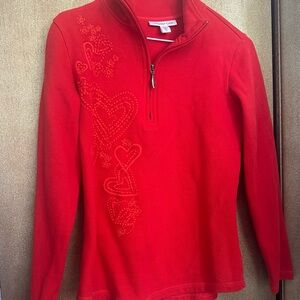 Coldwater Creek Red Sweater with Heart Design